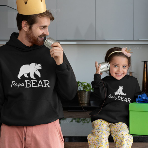 Conjunto de Sweatshirts com Capuz Papa Bear Baby Bear