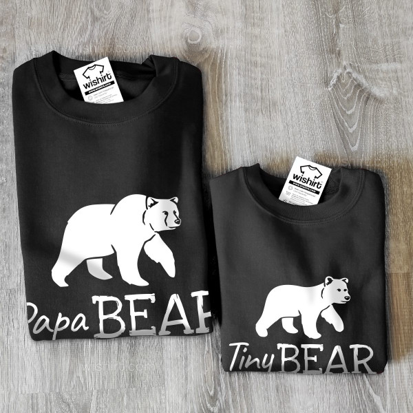 Conjunto de Sweatshirts Papa Bear Tiny Bear Pai e Filho