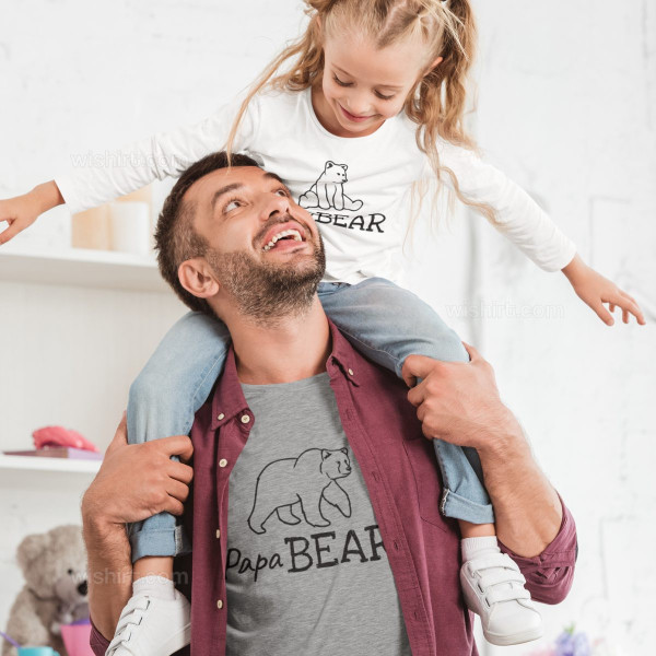 Conjunto de T-shirts Manga Comprida Papa Bear Baby Bear