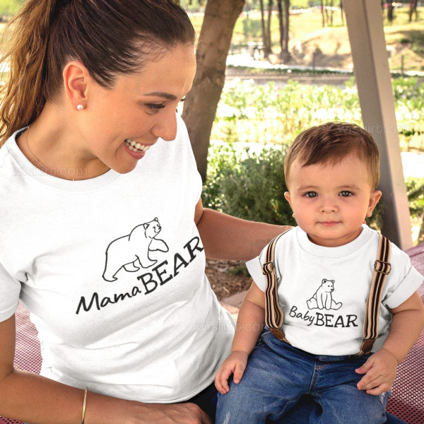 Conjunto de T-shirts Mama Bear Baby Bear Mãe e Bebé