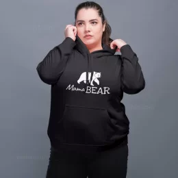 Sweatshirt com Capuz Tamanho Grande Mama Bear para Mulher