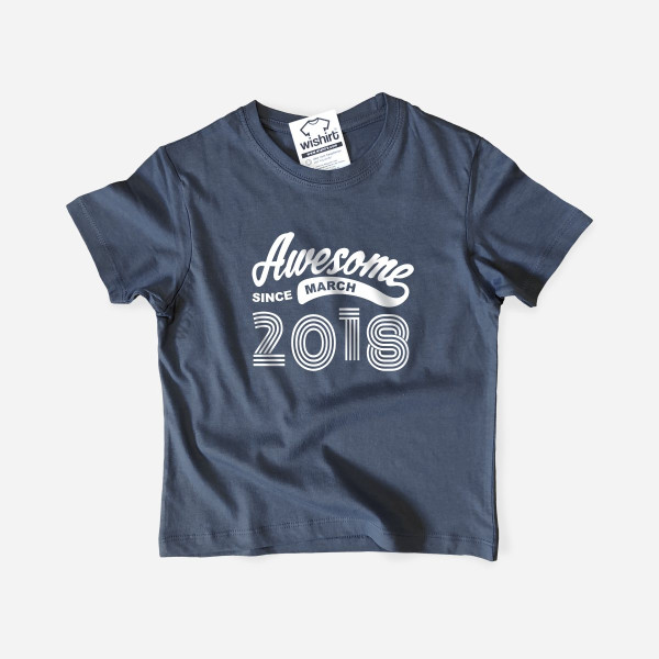 T-shirt Awesome since Criança - Mês e Ano Personalizável 