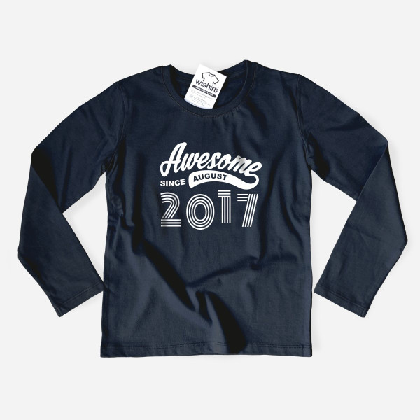 Awesome Kid's Long Sleeve T-shirt - Custom Month and Year