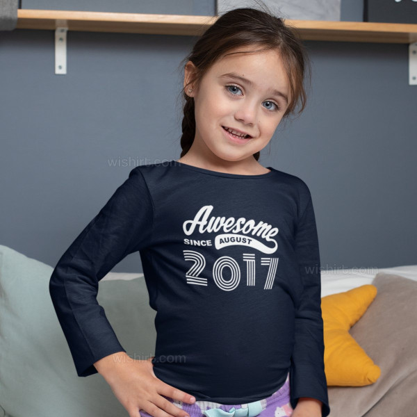 Awesome Kid's Long Sleeve T-shirt - Custom Month and Year