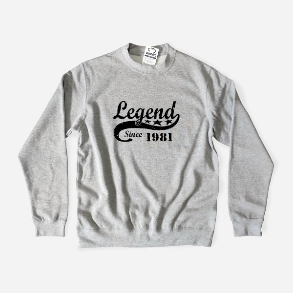 Sweatshirt Tamanho Grande Legend since Ano Personalizável