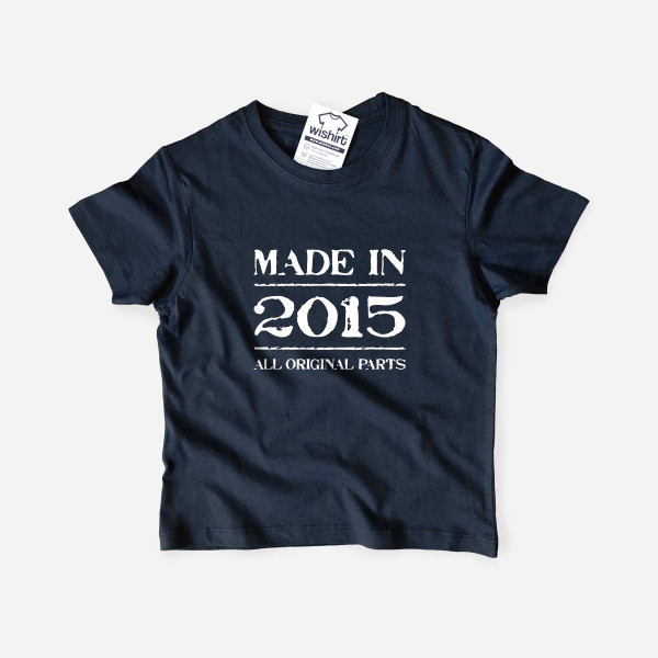 T-shirt Made in All Original Parts Criança - Ano Editável