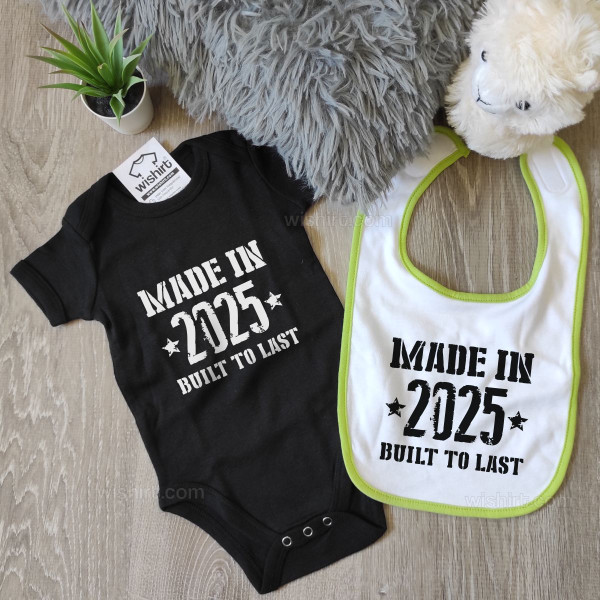 Made in Built to Last Bib - Customizable Year Made in Built to Last Bib - Customizable Year
