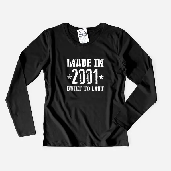 T-shirt Manga Comprida Made in Built to Last Mulher Editável T-shirt Manga Comprida Made in Built to Last Mulher Editável