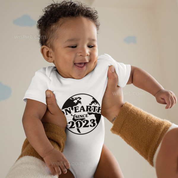 On Earth Since Customizable Year Babygrow