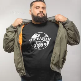 On Earth Since Custom Year Large Size Long Sleeve T-shirt
