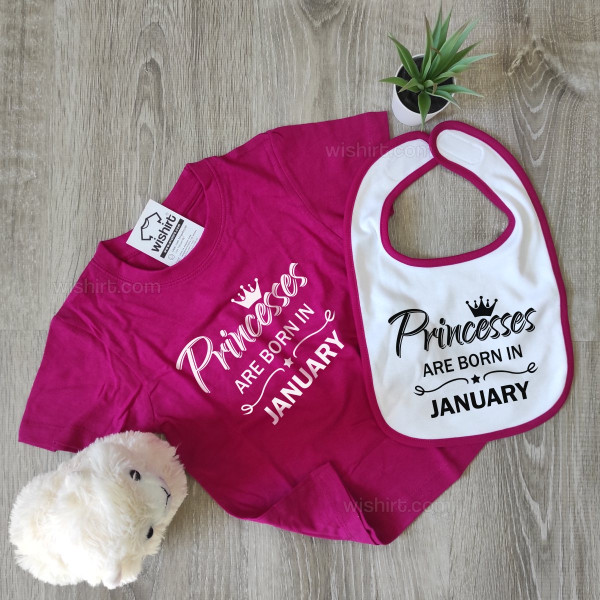 Princesses are born in Customizable Month Bib Princesses are born in Customizable Month Bib