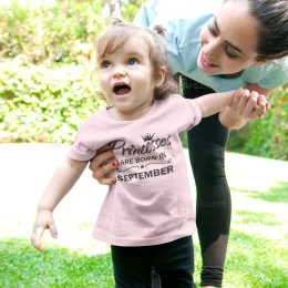 Princesses are born in Customizable Month Baby T-shirt