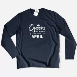 T-shirt Manga Comprida Tamanho Grande Queens are born in