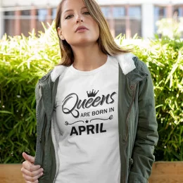 T-shirt Manga Comprida Queens are born Mês Editável Mulher