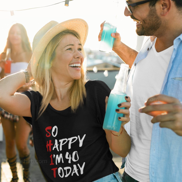 T-shirt So Happy Today para Mulher - Idade Personalizável