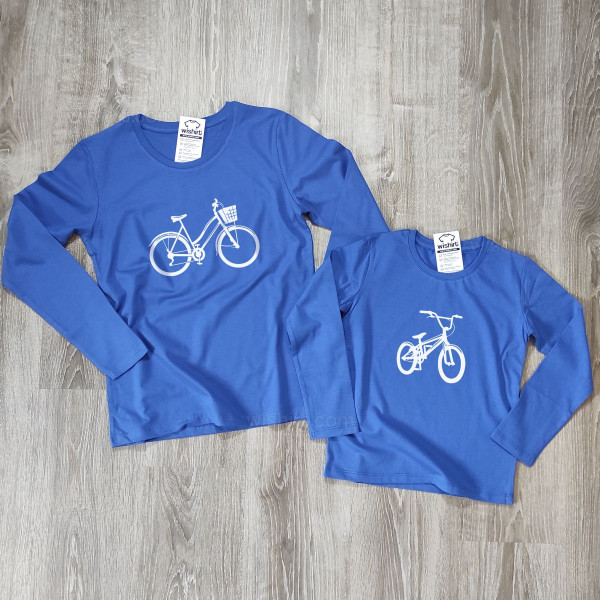 T-shirt Manga Comprida com Desenho de Bicicleta para Mulher