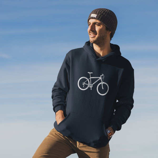 Sweatshirt com Capuz com Desenho de Bicicleta para Homem