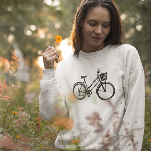 Sweatshirt com Desenho de Bicicleta para Mulher