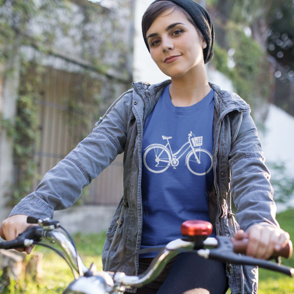 T-shirt Manga Comprida com Desenho de Bicicleta para Mulher