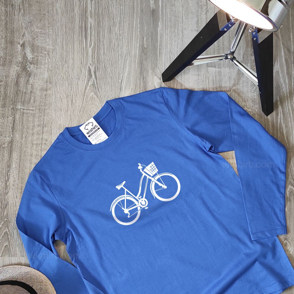 T-shirt Manga Comprida Plus Size com Bicicleta para Mulher