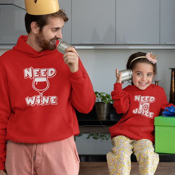 Sweatshirts com Capuz para Pai e Filha Need Beer Need Juice