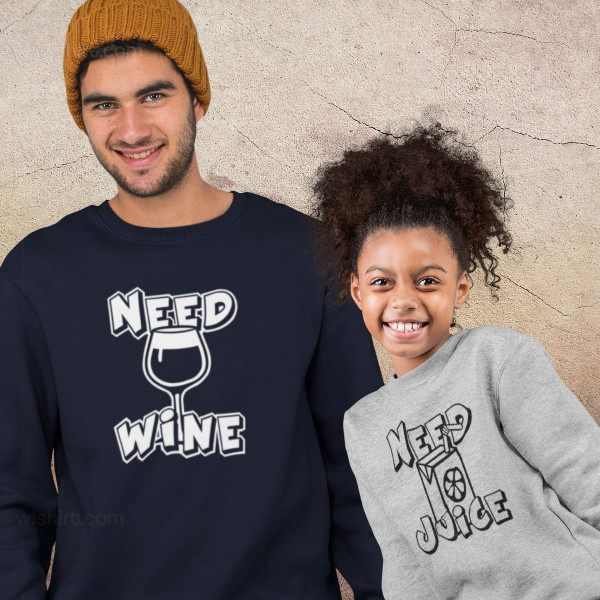 Sweatshirts a Combinar Pai e Filha Need Beer Need Juice