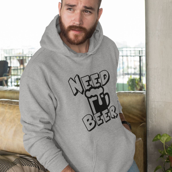 Sweatshirt com Capuz Need Beer para Homem