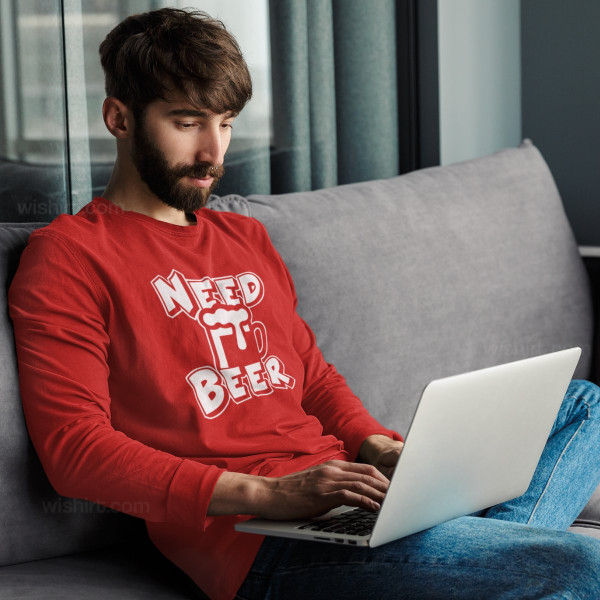 T-shirt de Manga Comprida Need Beer para Homem