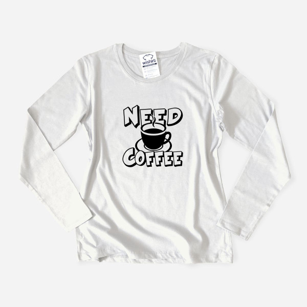 T-shirt de Manga Comprida Need Coffee para Mulher