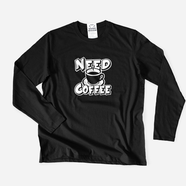 T-shirt Manga Comprida Tamanho Grande Need Coffee