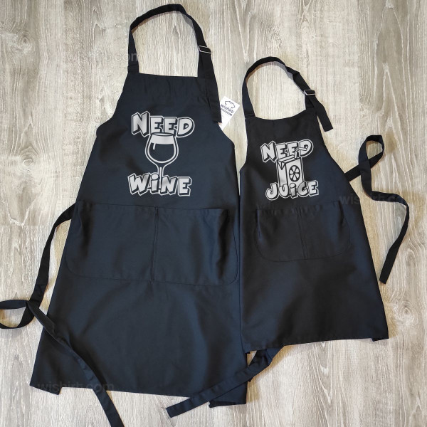 Matching Aprons for Mom and Daughter Need Wine Need Juice
