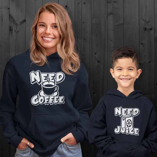 Sweatshirts com Capuz para Mãe e Filha Need Wine Need Juice