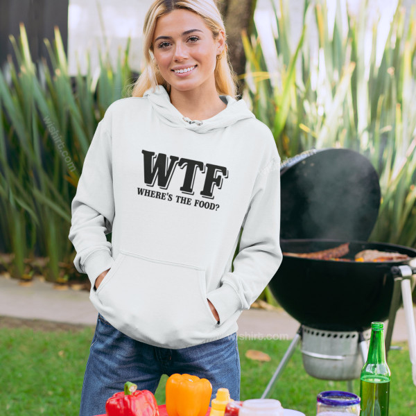 Sweatshirt com Capuz WTF - Where’s the Food para Mulher