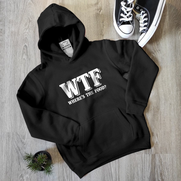 Sweatshirt com Capuz WTF - Where’s the Food para Criança