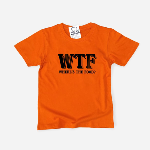 T-shirt WTF - Where’s the Food para Criança