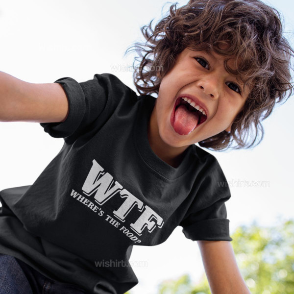 T-shirt WTF - Where’s the Food para Criança