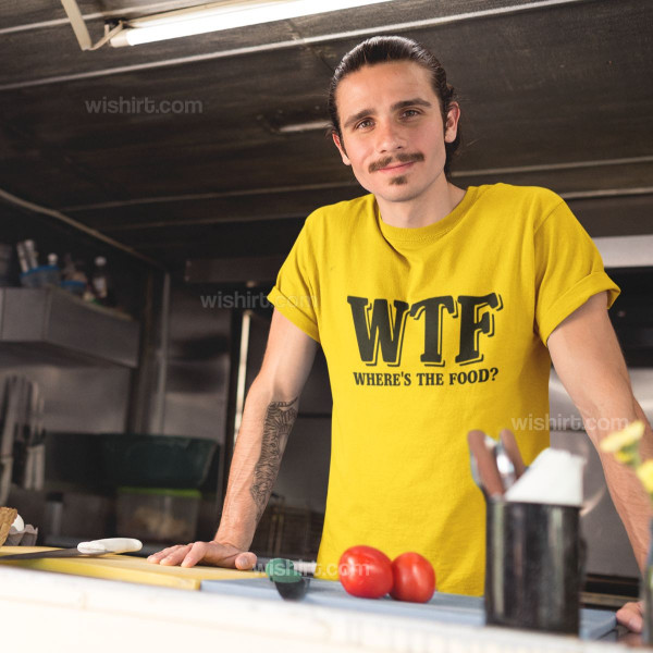 T-shirt WTF - Where’s the Food para Homem