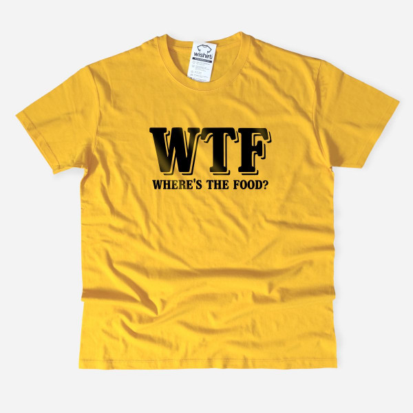 T-shirt WTF - Where’s the Food para Homem