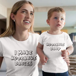 Adorable Babies Mother and Child Matching T-shirt Set