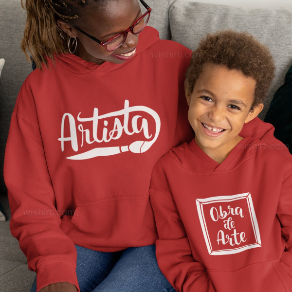 Conjunto Sweatshirts Capuz Mãe e Filho Artista Obra de Arte