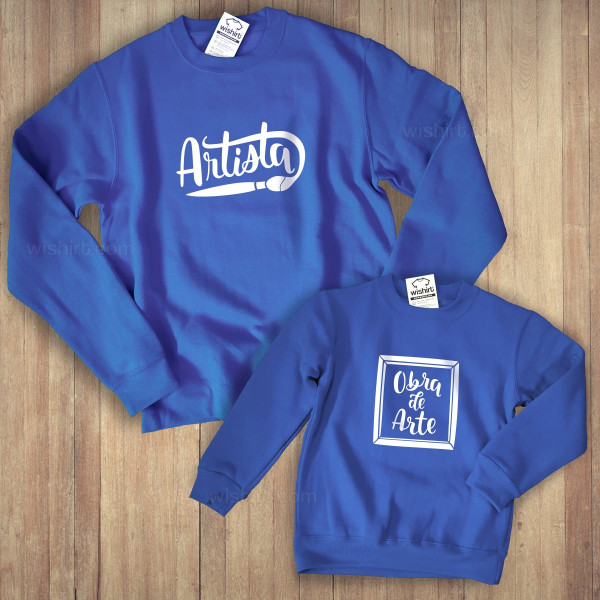 Conjunto de Sweatshirts Mãe e Filho Artista Obra de Arte