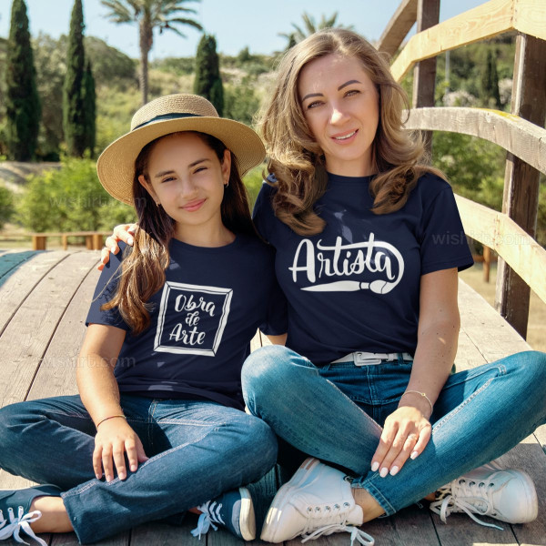 Conjunto de T-shirts Mãe e Filha Artista Obra de Arte