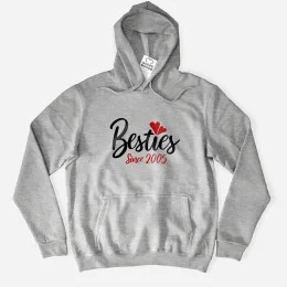 Sweatshirt Capuz Tamanho Grande Besties Since Personalizável