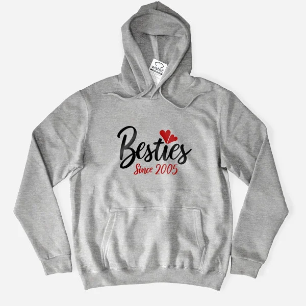 Besties Since Large Size Hoodie - Customizable Year Besties Since Large Size Hoodie - Customizable Year