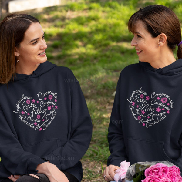 Mãe e Filha Carinhosa Matching Hoodie Set