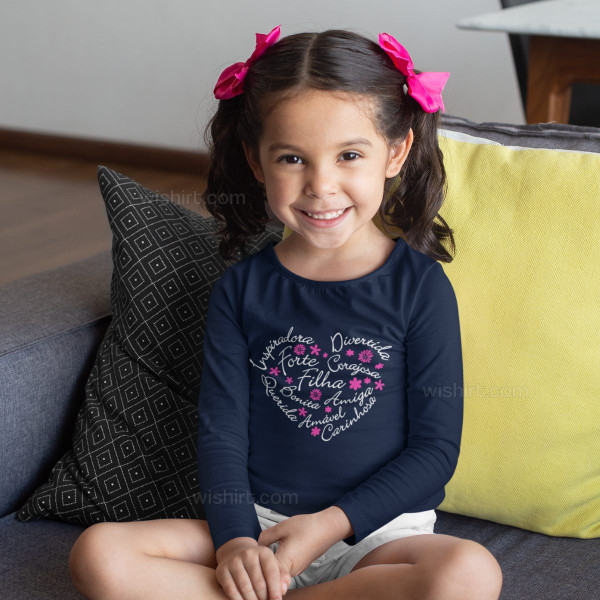 Mãe e Filha Carinhosa Matching Long Sleeve T-shirt Set