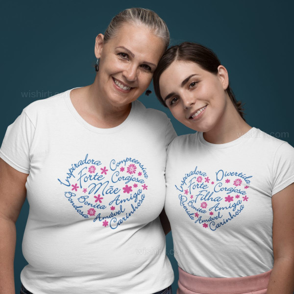 Mãe e Filha Carinhosa Matching T-shirt Set