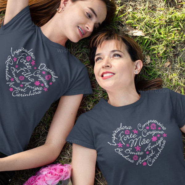 Mãe e Filha Carinhosa Matching T-shirt Set