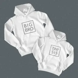 Conjunto Sweatshirts com Capuz para Irmãos BIG BRO TINY SIS