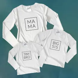 Matching Long Sleeve T-shirt Set  MAMA - BIG SIS - TINY BRO